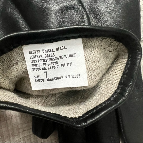 VINTAGE SAMCO Military Leather Wool lined Dress Gloves Size 7 Black - Picture 4 of 5